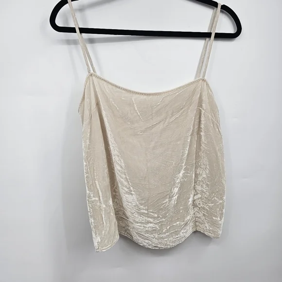 Reformation Ross Velvet Silk Cami Top Beige Neutral‎ Straight Neckline Size M - Picture 2 of 7